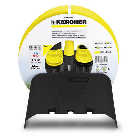 KARCHER Complete Garden 15m Hose Set With Hose Wall Hanger & Accessories 2645114