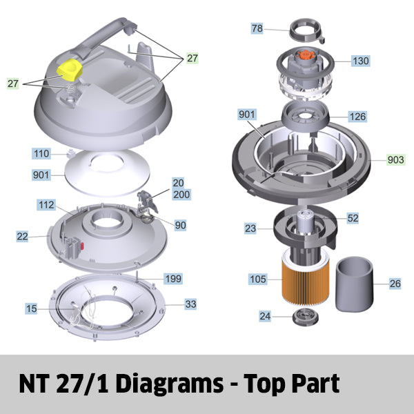 KARCHER NT 27/1 Spare Parts Top Part