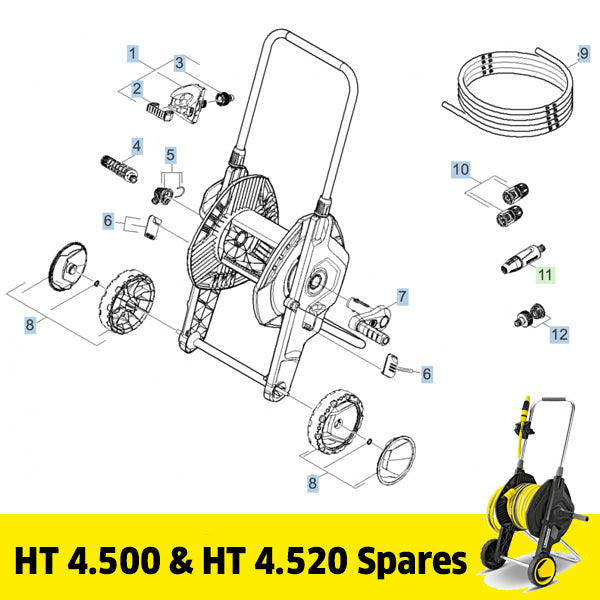 KARCHER HT 4.500 & HT 4.520 Hose Trolley Spare Parts - 01925 44 44 64 –  Aquaspray Ltd